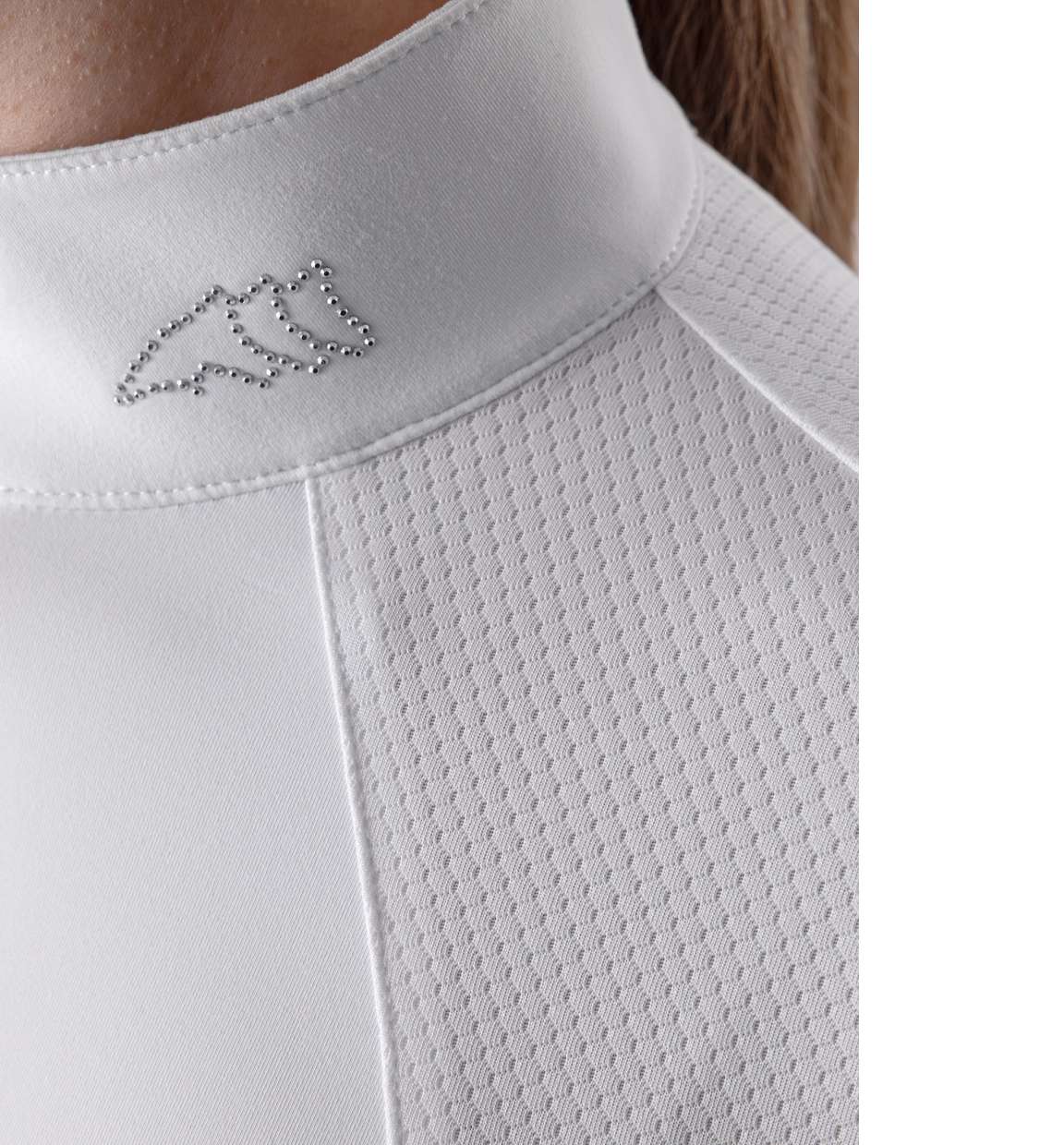 Equiline GHITAK - White Women’s Competition Polo With Long Sleeves & Strass