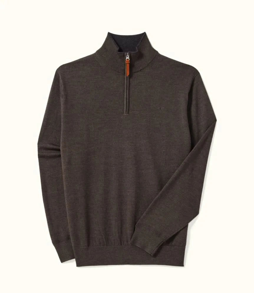 RM Williams Ernest 1/4 Zip Merino Knit Chestnut