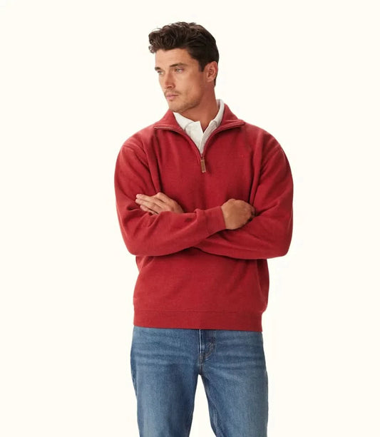 RM Williams Mulyungarie 1/4 Zip Jumper Red Marle