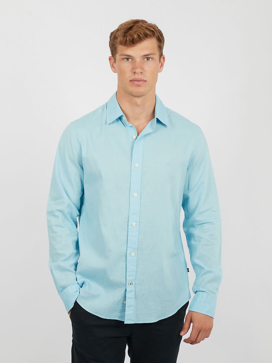 Nautica Long Sleeve Linen Shirt Sky Blue – Dapple EQ