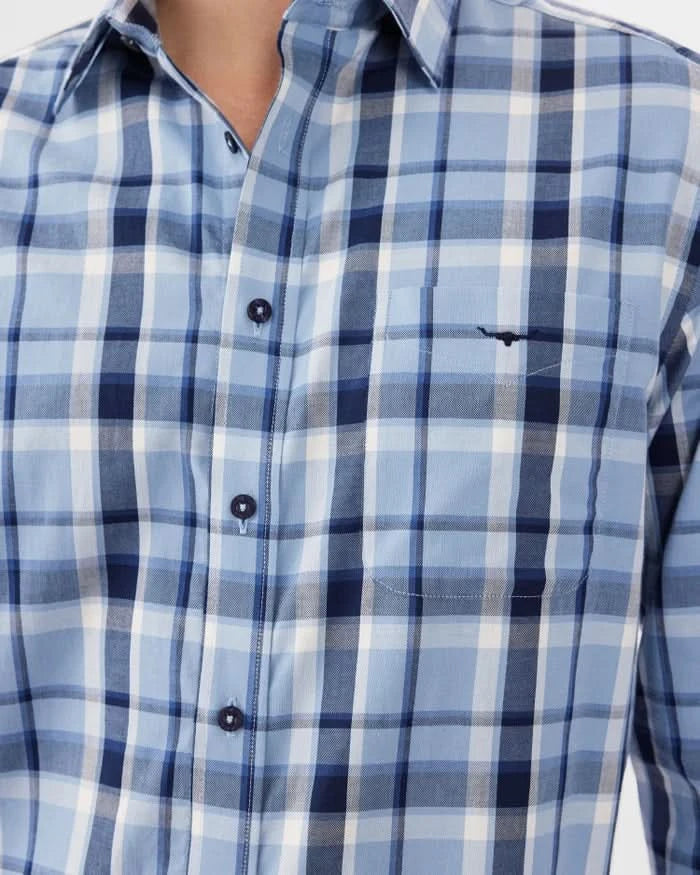 RM Williams Collins Shirt Blue/White/Black