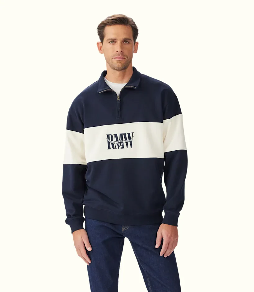 RM Williams Heritage 1/4 Zip Jumper Navy