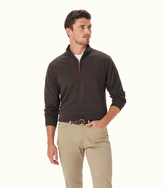 RM Williams Ernest 1/4 Zip Merino Knit Chestnut