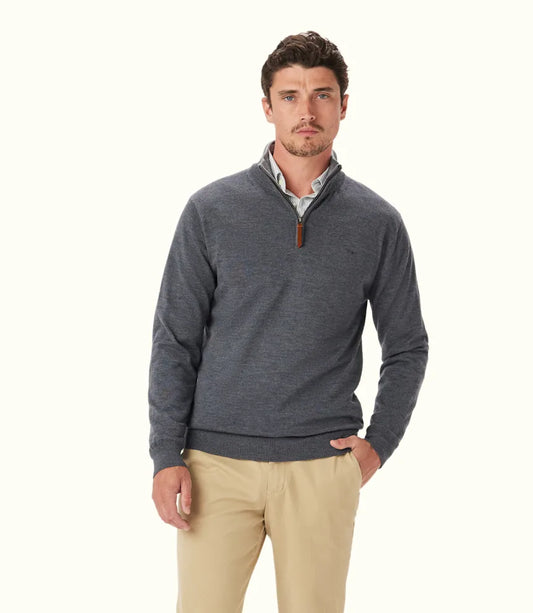 RM Williams Ernest 1/4 Zip Merino Knit Sea Mist