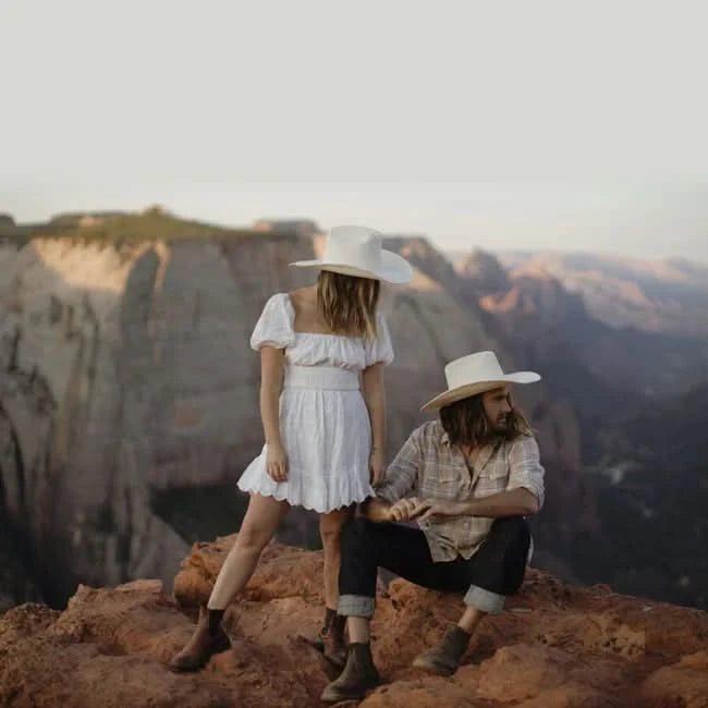 Will & Bear Buck Bone White Straw Cowboy Hat