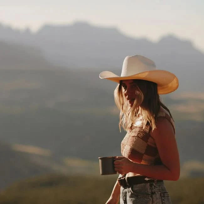 Will & Bear Buck Bone White Straw Cowboy Hat