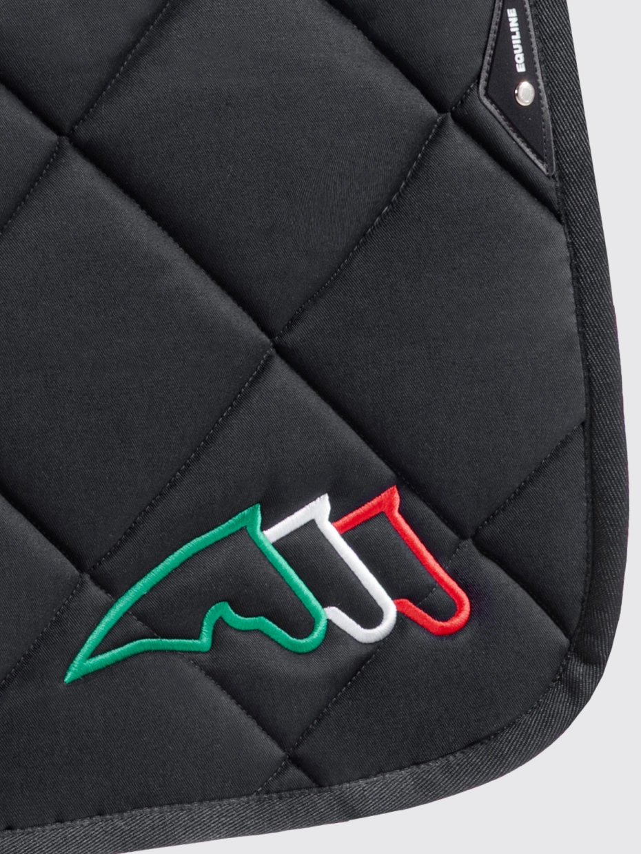 Equiline Rombo Saddle Pad & Ear Bonnet Set Black Jumping