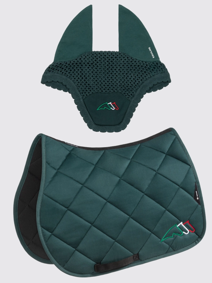 Equiline Rombo Saddle Pad & Ear Bonnet Set Green