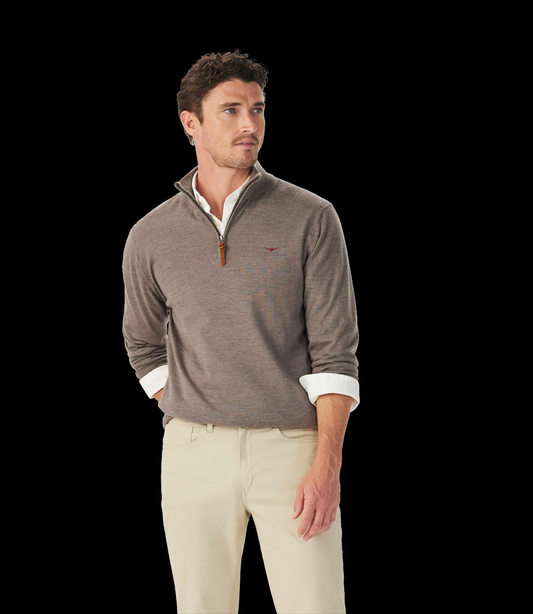 RM Williams Ernest Merino 1/4 Zip Knit Nutmeg