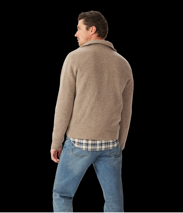 RM Williams Linton Lambswool 1/4 Zip Knit Sand