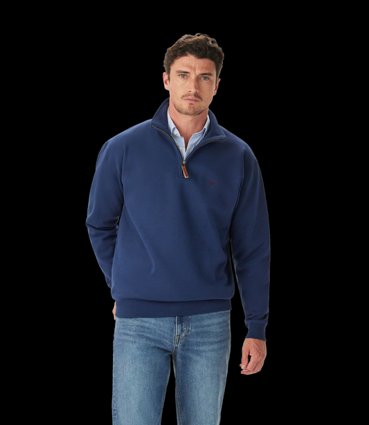 RM Williams Mulyungarie 1/4 Zip Sweatshirt Vintage Blue