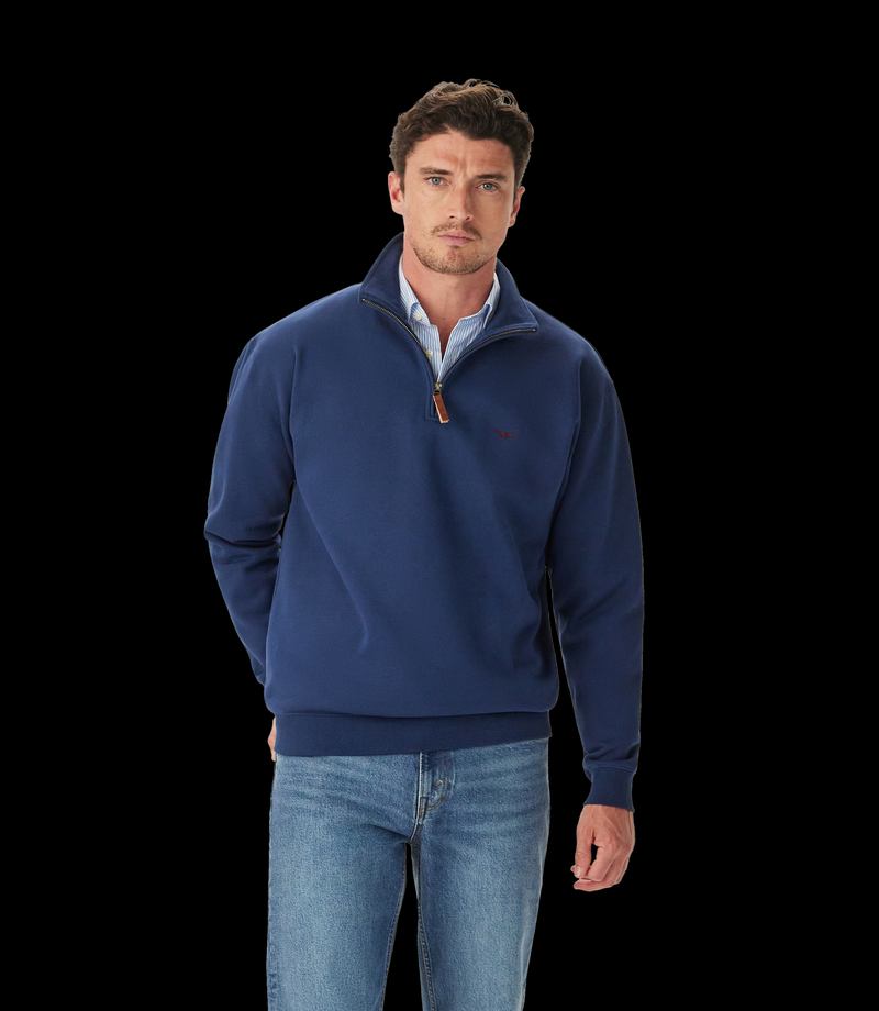 RM Williams Mulyungarie 1/4 Zip Sweatshirt Vintage Blue