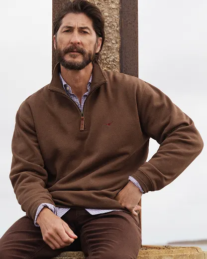 RM Williams Mulyungarie 1/4 Zip Sweatshirt Vintage Cigar
