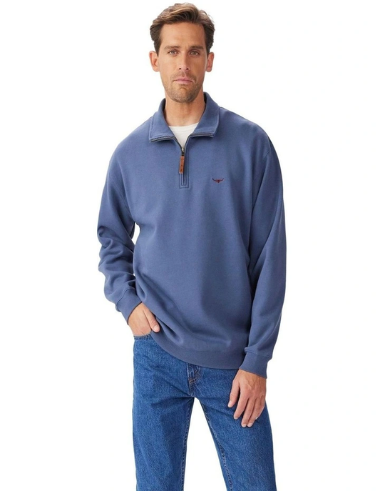 RM Williams Mulyungarie 1/4 Zip Sweatshirt Blue