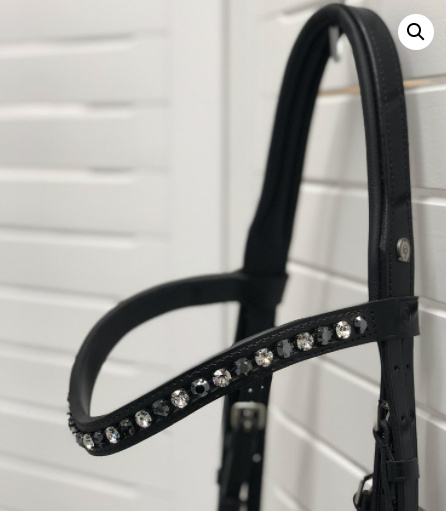 Otto Schumacher Black Line Snaffle Bridle - White Padded Noseband