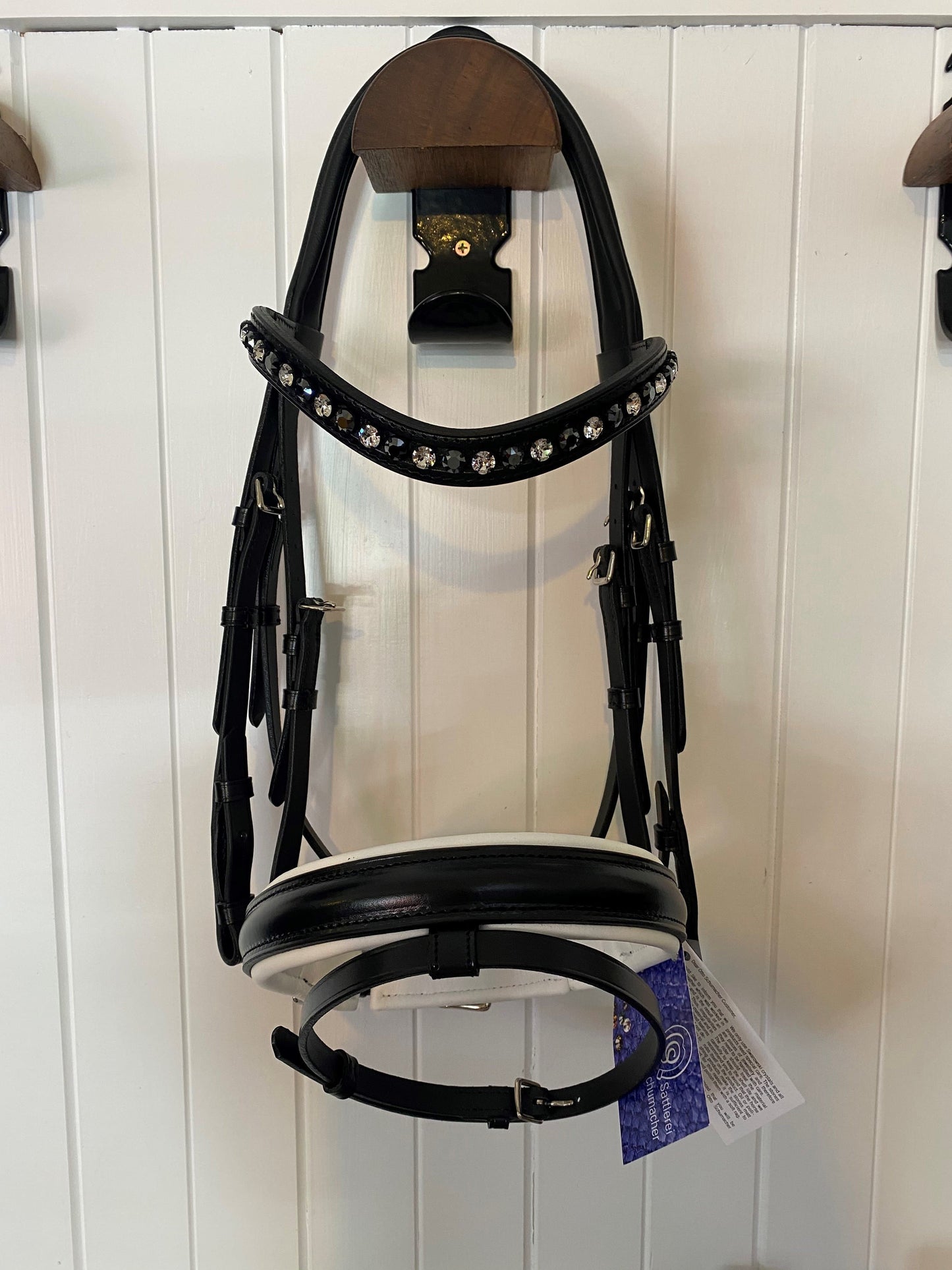 Otto Schumacher Black Line Snaffle Bridle - White Padded Noseband